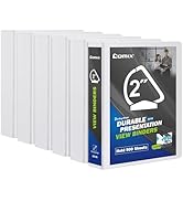 Comix Sturdy 2 Inch D-Ring Binders, 2'' 3 Ring Binder with Clear View Cover, Holds 500 Sheets of ...