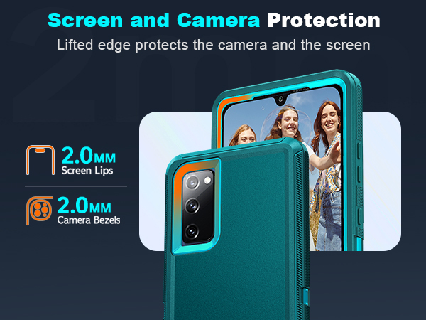 Samsung Galaxy S20 FE Phone Case: with 1Pack Tempered Glass Screen Protector, Heavy Duty 3 in 1