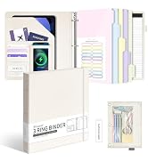 Ospelelf Leather 3 Ring Binder for Letter Size Documents with Pocketed Dividers, 1 Inch Round Rin...