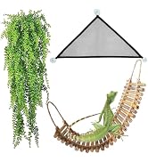 kathson Reptile Bridge for Terrarium,Bearded Dragon Wooden Bridges Gecko Hammock with Hanging Pla...