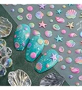 2 Sheets Starfish Nail Art Stickers Summer Nail Stickers 5D Embossed Self Adhesive Nail Decals fo...