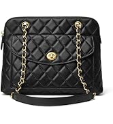 DORIS&JACKY Quilted Leather Tote Purse for Women, Designer Lambskin Satchel Shoulder Bag With Cha...
