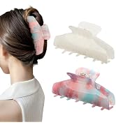 2 Pack Large Acrylic Hair Claw Clips for Women - 4.3 Inch Strong Hold Nonslip Hair Clips Big Claw...