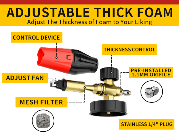 Foam Cannon Stainless steel 1/4 quick insert Screen filter