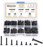 380 Pcs M3 Black Flat Head Machine Screws and Hex Nuts Kit Carbon Steel Countersunk Head Phillips...