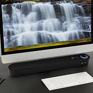 GOgroove USB Computer Speaker Mini Sound Bar SonaVERSE UBR Wired Desktop Speaker PC Soundbar
