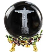 ZEERSHEE 60mm Jesus Statue Crystal Ball with Rose Stand 3D Laser Engraved Easter Decoration Chris...