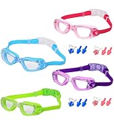 ORANZI Kids Swim Goggles, 4 Packs Swimming Goggles for Kids Youth Girl Boy, Anti-Fog Anti-UV Leak...