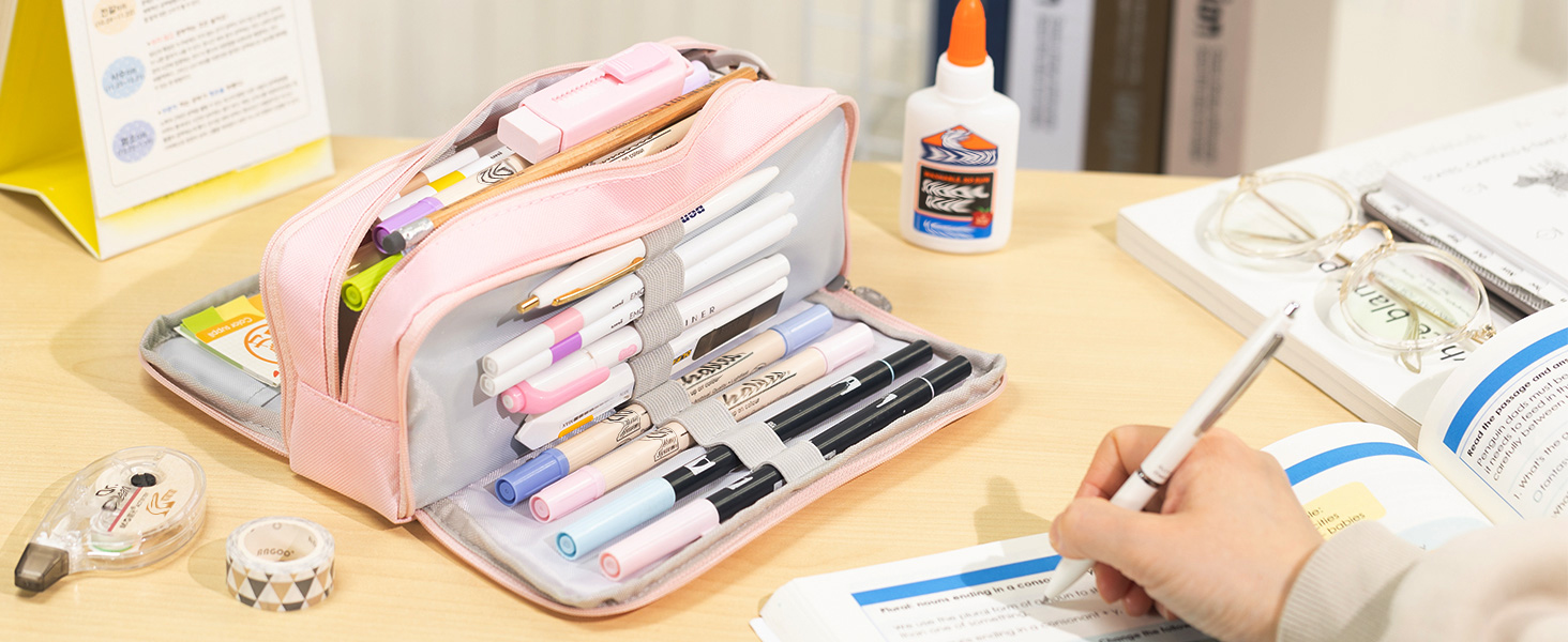 cute pink big pencil case pouch bag