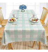 AIRCOWRIE Waterproof Vinyl Tablecloths, Heavy Duty Oil Proof Spill Proof Plastic Table Cloth, Wip...
