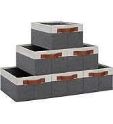 GhvyenntteS Storage Basket with Leather Handles, 6 Pack Baskets for Organizing, Foldable Fabric S...