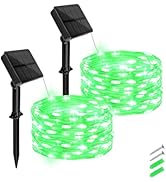 Solar Fairy Lights Green Outdoor Waterproof,16.4ft 50LED Solar String Lights Green for Outside 8 ...