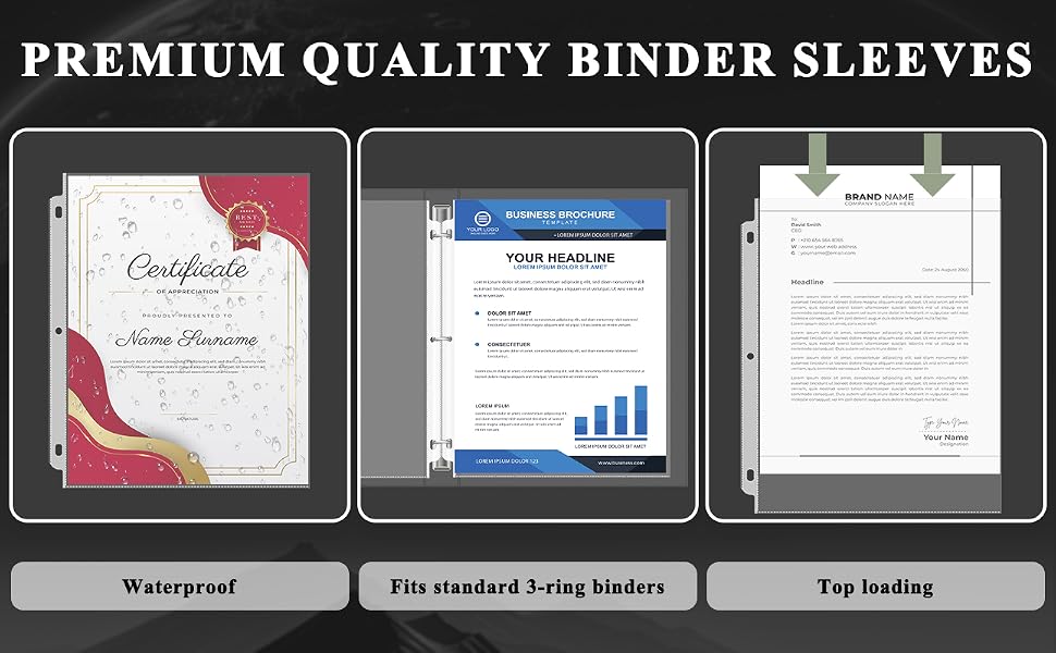 clear page protectors for 3 ring binder