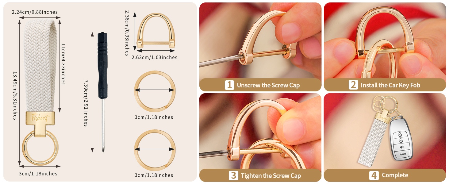 keychain is roughly 0.88 inches width and 5.31 inches length