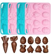 Easter Silicone Molds for Chocolate, 4Pack Easter Candy Molds 3D Egg Bunny Carrot shapes Non Stic...