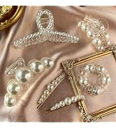 GQLV Pearl Hair Clips for Women/Girls,6PCS Strong Hold Large Hair Claw Clips for Thick/Thin Hair ...