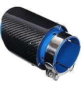 Qiilu Carbon Fiber Exhaust Tip, 2.5" Inlet 3.5" Outlet Exhaust Tip Tail Throat Pipe Straight Sing...