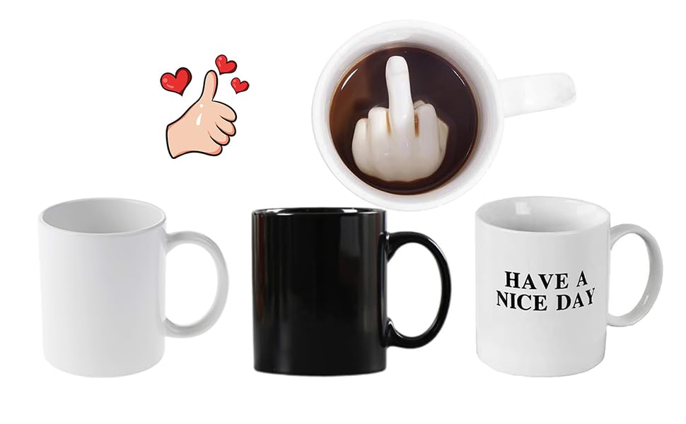 novelty coffee mug with 3D finger