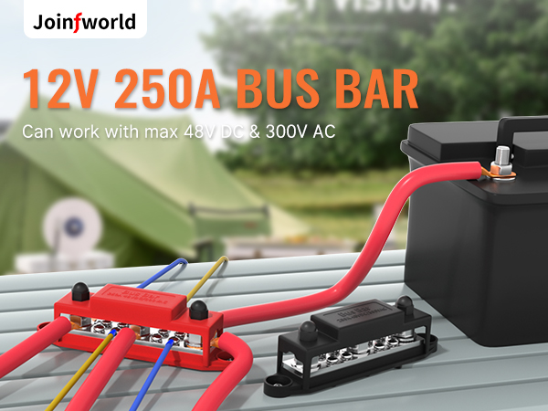Bus Bar 12V 250A Power Distribution Block with 3 8 Stud Marine Bus Bar Terminal Block