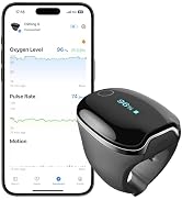 Wellue O2Ring-S Oxygen Monitor with Vibration Reminder, Bluetooth Pulse Oximeter Tracks SPO2 and ...