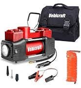Vehicraft Red Tire Inflator Portable Air Compressor, Heavy Duty Double Cylinders Auto Pump, 12V P...