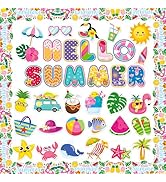 Ozepao 58 Pcs Summer Cutouts Beach Hawaiian Theme Bulletin Board Decoration Tropical Fruits Paper...