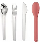 DZRZVD Camp Flatware Sets - Stainless Steel Spoon Fork Knife & Silicone Storage Cover - Ultraligh...