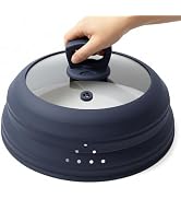 Microwave Splatter Cover Glass 10.5 Inch Microwave Cover for Food with Handle Collapsible Silicon...