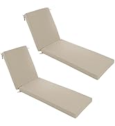 Summsun Chaise Lounge Cushions Outdoor Set of 2 - Waterproof and Fade Resistant Sun Lounger Repla...
