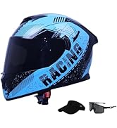 shamofeng Full Face Motorcycle Racing Street Bike Helmet with Cycling Glasses and Visor for Unise...