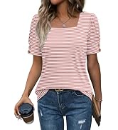 WIHOLL Womens Tops Summer Short Sleeve Shirts Square Neck Spring Outfits 2026 Fashion Clothing Bl...