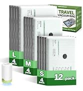 12 Packs Vacuum Bags for Travel with Rechargeable air Pump, 3 Sizes Vacuum Seal Bags for Clothing...