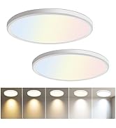 hunhun 2 Pack 3200lm LED Flush Mount Ceiling Light 12 Inch, 5CCT adjustable,Super Slim 0.87 inch ...