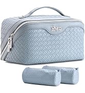 BOYATU Travel Makeup Bag Cosmetic Bags for Women: Large Capacity 3 Pcs Set Make up Bag with Compa...