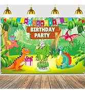 iPartycool Dinosaur Birthday Decorations, Dinosaur Birthday Banner for Boys Girl, Dinosaur Backdr...