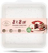 Vinino 8 x 8 Inch Silicone Square Brownie Cake Pan with Metal Reinforced Frame, Nonstick Silicone...
