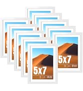 LaVie Home 5x7 Picture Frame White Set of 10, Display 4x6 with Mat or 5 x 7 Without Mat Picture, ...
