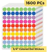 1600 PCS 3/4” Colored Dot Stickers, Round Sticker Labels in 10 Colors, Stickers Dots Assorted Col...