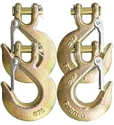 3/8" Clevis Slip Hook with Safety Latch, 4 Pack Heavy Duty Clevis Chian Hook for 3/8" Grade 70 Tr...