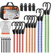 HORUSDY 28-Piece Premium Bungee Cords with Hooks, Includes 10”, 18”, 24”, 36”, 48”, Bungee Cord A...