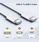 USB C to USB C Cable for MacBook/iPad/Samsung,2 Pack 60W Usbc to Usbc Cord 6 feet,Type Charging C...