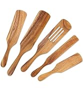 Wooden Cooking Utensils, Wooden Spatulas Set As Seen On TV, AOOSY 5 Pcs Natural Acacia Wood Spurt...