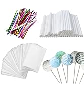 Eiahonen 300 PCS Cake Pop Sticks and Wrappers Kit Including 100ct 6-inch Papery Lollipop Sticks, ...