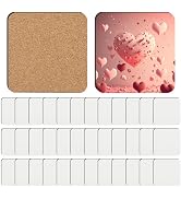 Guiqulai 24 PCS Sublimation Coasters Blanks MDF Cork Back Heat Transfer Coasters Wood Hardboard C...