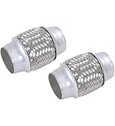 FGJQEFG 2PCS Exhaust Flex Pipe Stainless Steel Double Braid 1.75" x 4" w/Ends 4" Long