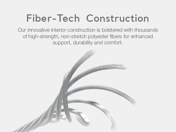 Fiber-Tech construction with strong polyester fibers for lasting durability and comfort.