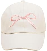 Kids Baseball Hat Visor, Bow Tie Baseball Cap, Little Girls High Ponytail Sun Hat, Embroidered Be...