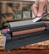 AccuSharp Deluxe Tri-Stone Knife & Tool Sharpening System Kit, Slip Resistant, Mountable Rubber-G...