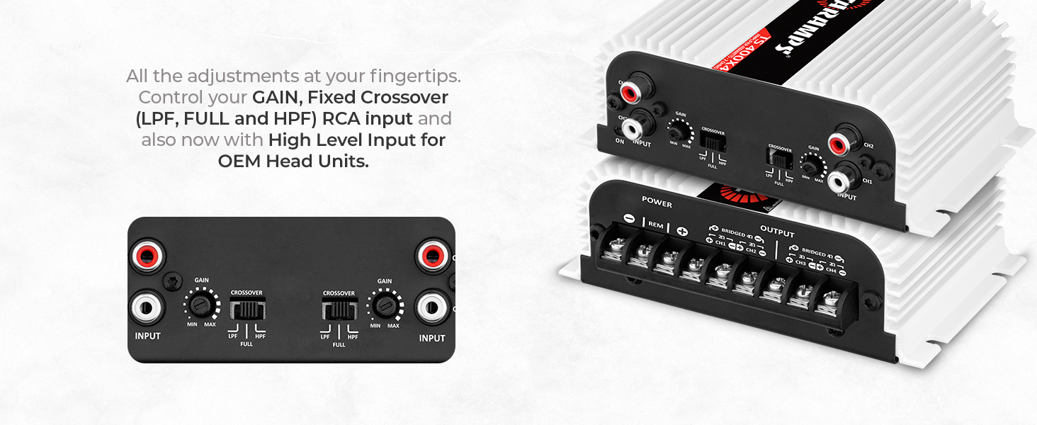 Taramps TS 400x4 2 Ohms car amplifier compact 4 channel 400 watts audio amp