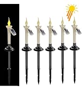 PChero Solar Taper Candles Outdoor Waterproof, 6 Packs Rechargeable Flickering LED Tapered Candle...
